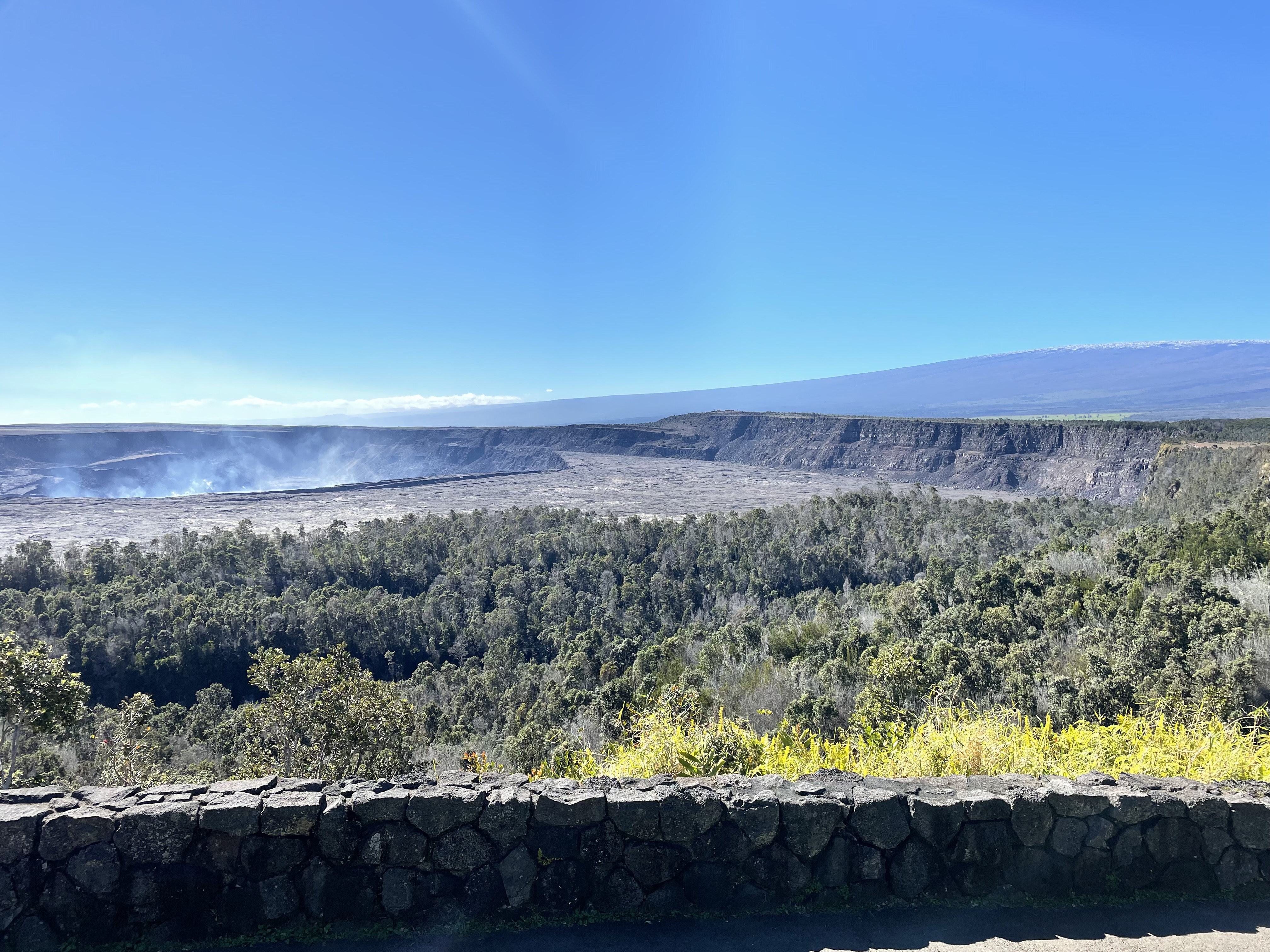 View of crater and Mauna Loa